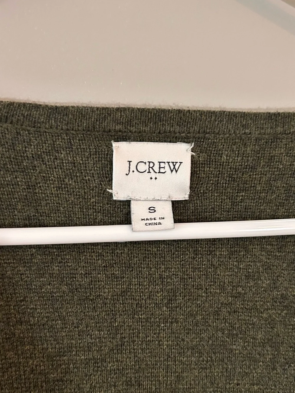 J. Crew Olive Green Open-Front Hoodie Cardigan